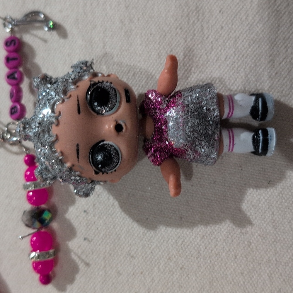 L.O.L. Surprise! Doll Upcycled Handmade "Beats" Keychain Bag Charm - Picture 2 of 7